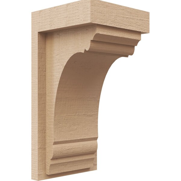 Ekena Millwork 4"W x 4"D x 8"H Wide Warren Rough Cedar Woodgrain TimberThane Corbel, Primed Tan CORUR04X04X08WARRCPR - main